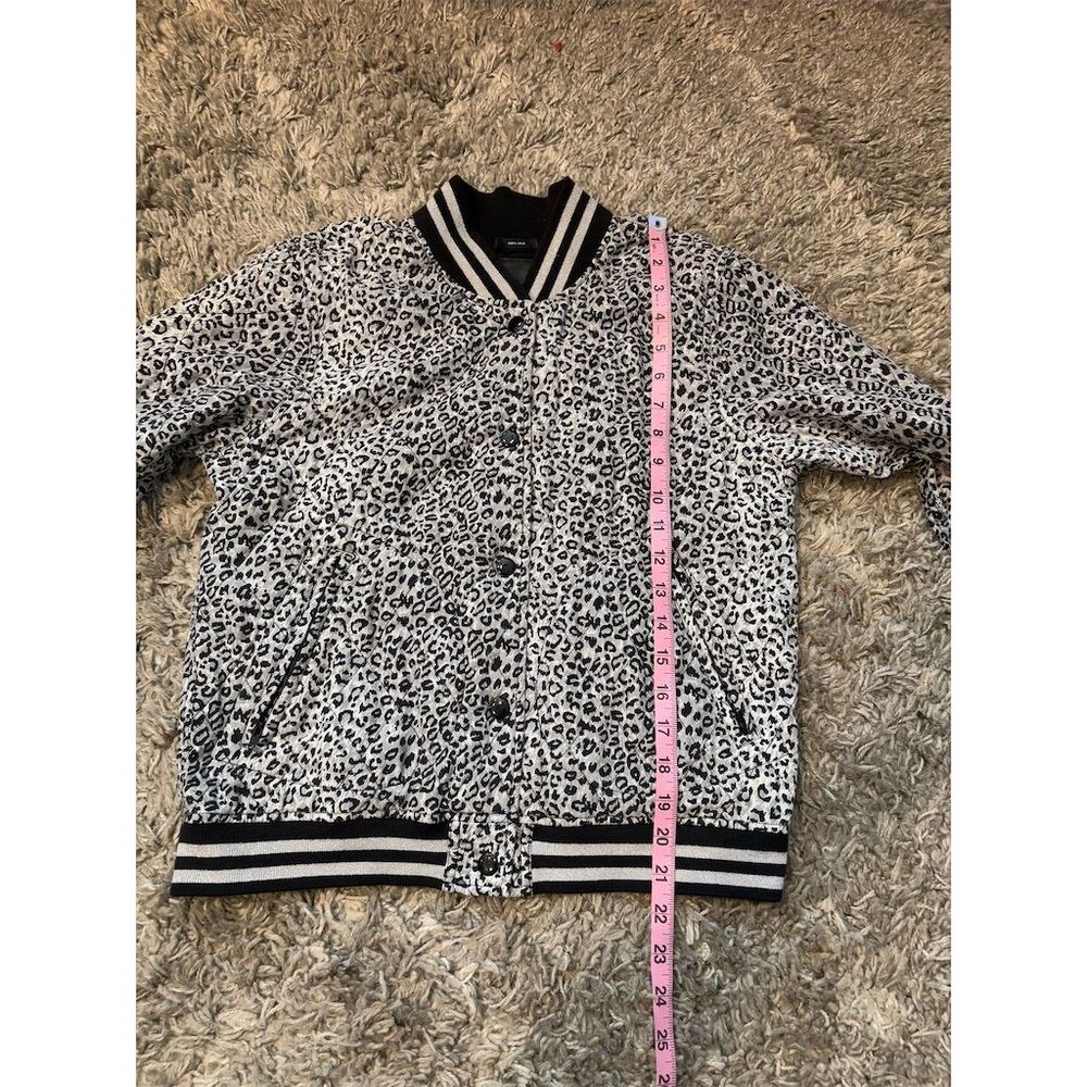 R13 Women's Leopard-Print Bomber Jacket Size L, Gray Black - Picture 6 of 10